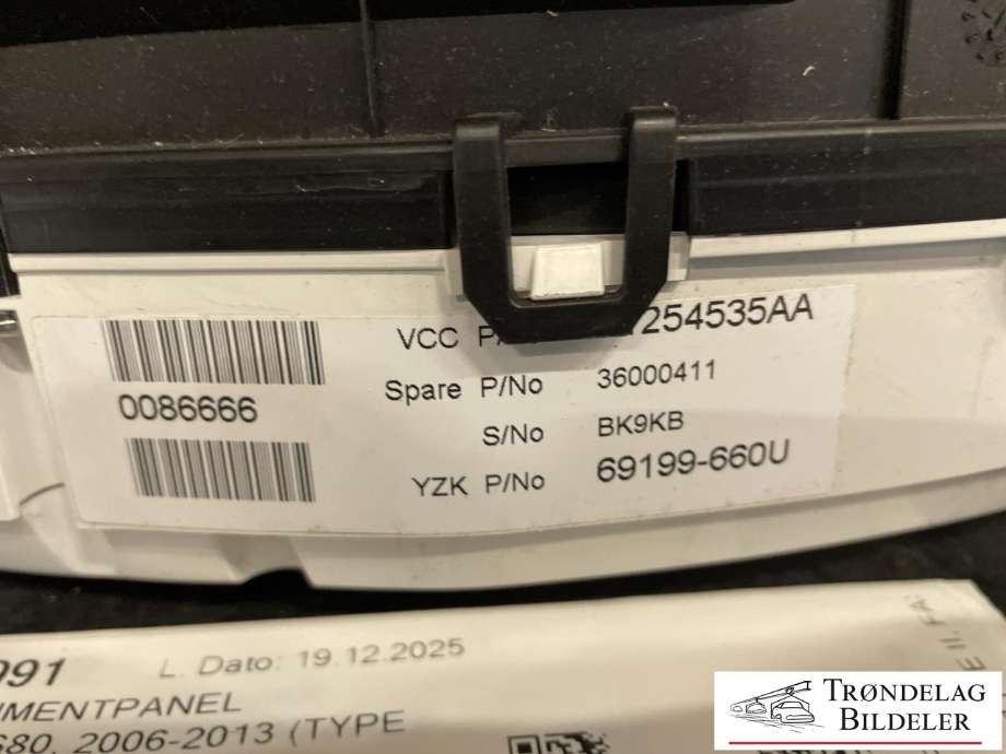 Instrumentpanel til Volvo S80 2006-2013 (Type II, Fase 1)  (36002492|)