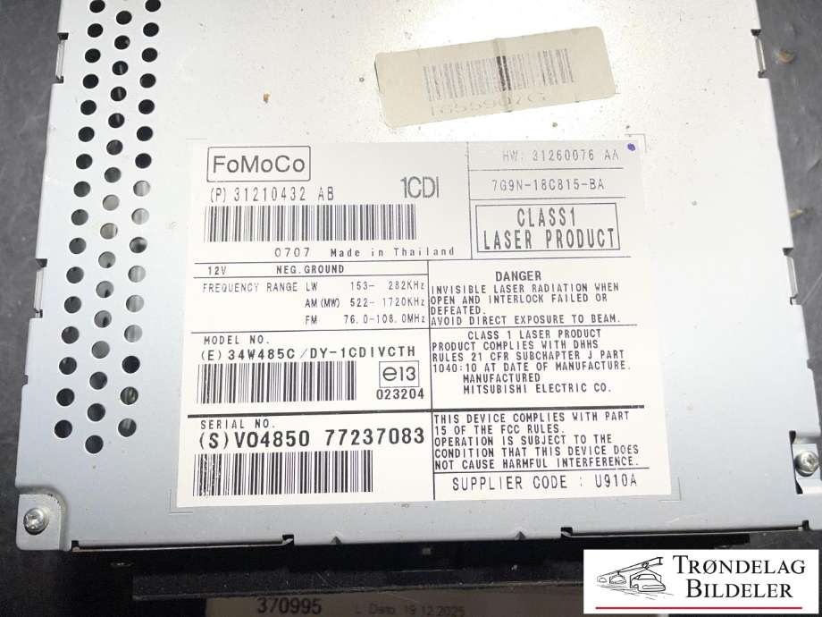 Bilstereo til Volvo S80 2006-2013 (Type II, Fase 1)  (31285832|36050930|31328067|31285836|31285838)