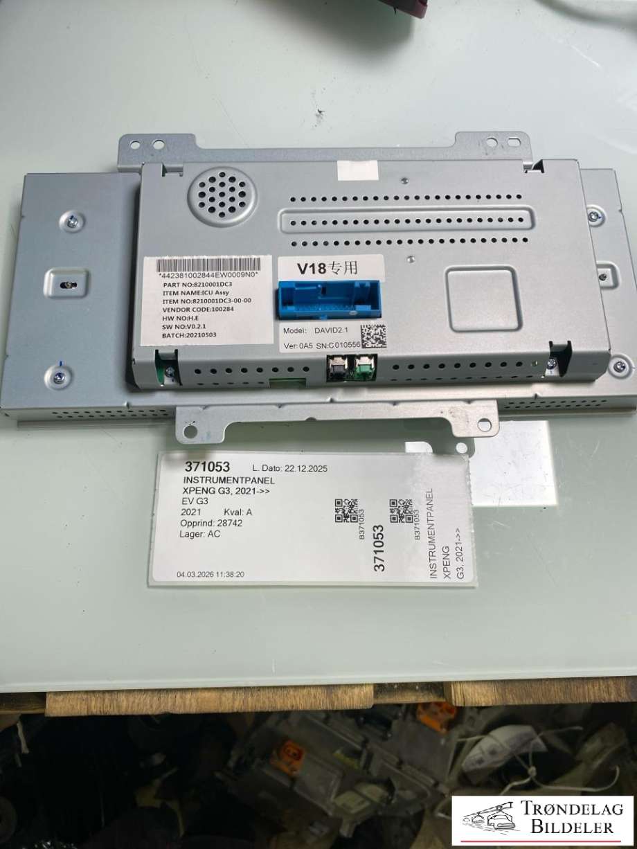 Instrumentpanel til XPeng G3 2021-->>  (8210001DC3|)