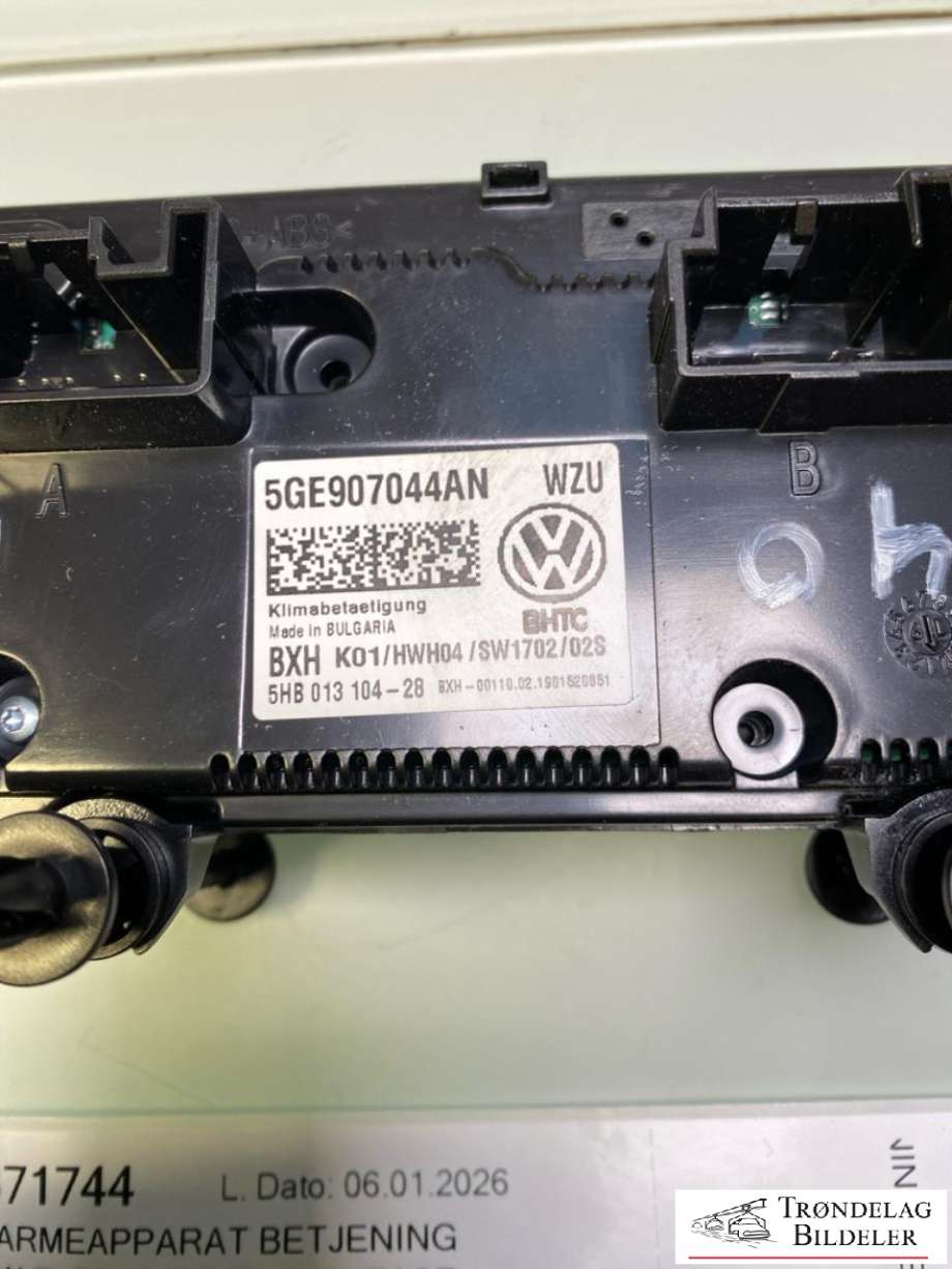 Varmeapparat betjening til VW e-Golf 2017-2020 (Fase 2) (5GE907044ANWZU|5GE907044AN|)