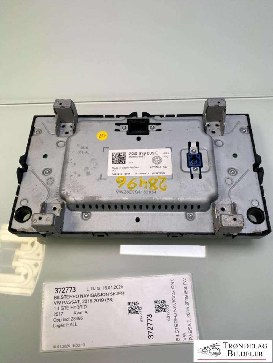 Bilstereo navigasjon skjerm til VW Passat 2015-2019 (Fase 1) (B8) (B8) (3G0919605D|)