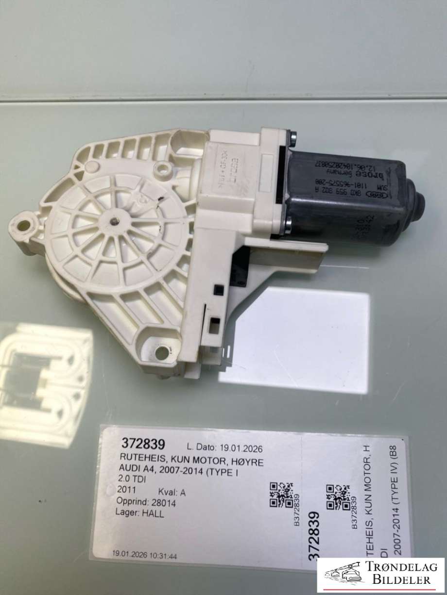 Ruteheis, kun motor, høyre foran til Audi A4, 2007-2014 (Type IV) (B8) (B8) (8K0959802A)