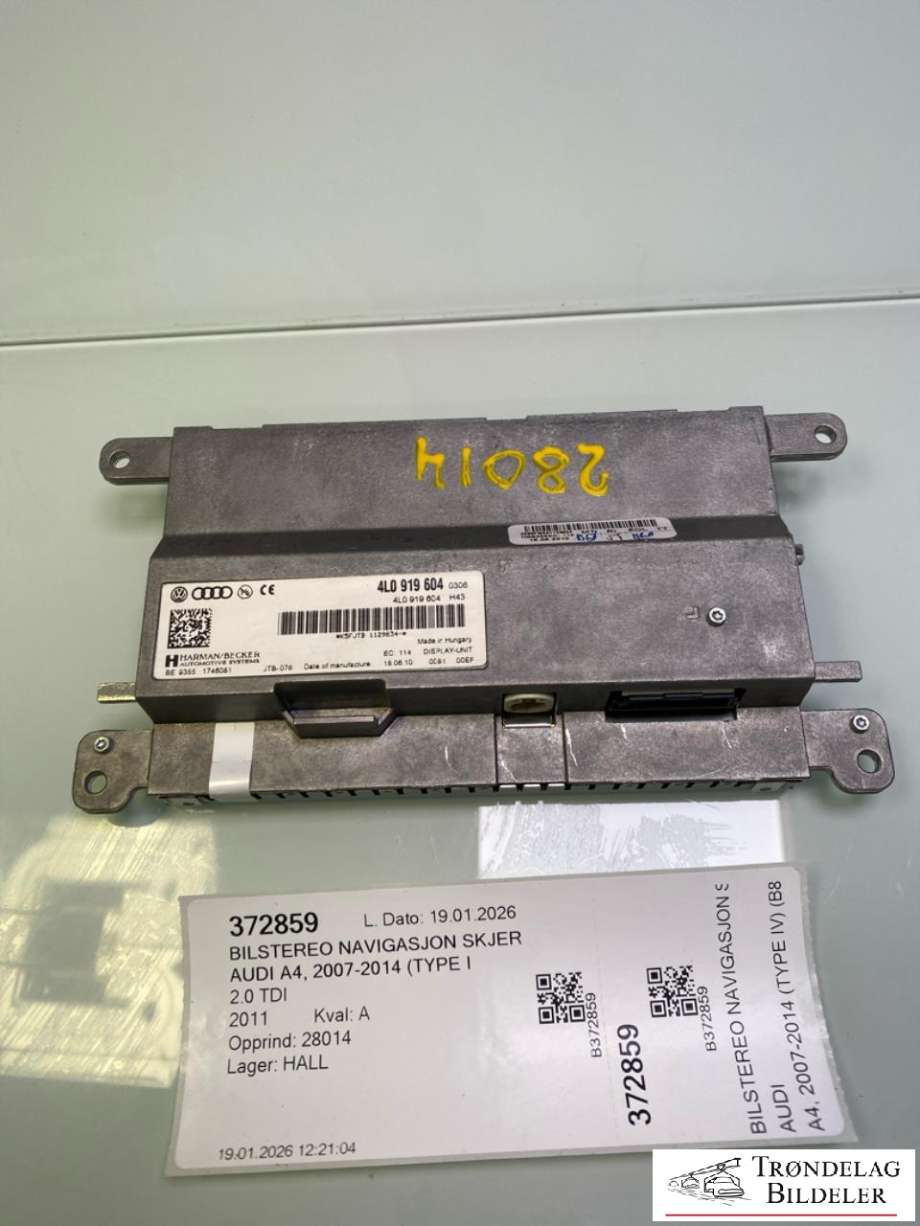 Bilstereo navigasjon skjerm til Audi A4 2007-2014 (Type IV) (B8) (B8) (4L0919604|)