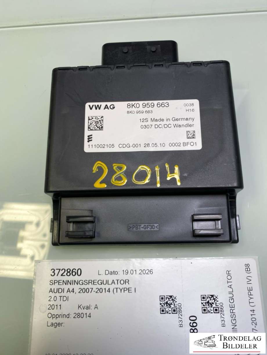 Spenningsregulator til Audi A4, 2007-2014 (Type IV) (B8) (B8) (8K0959663)