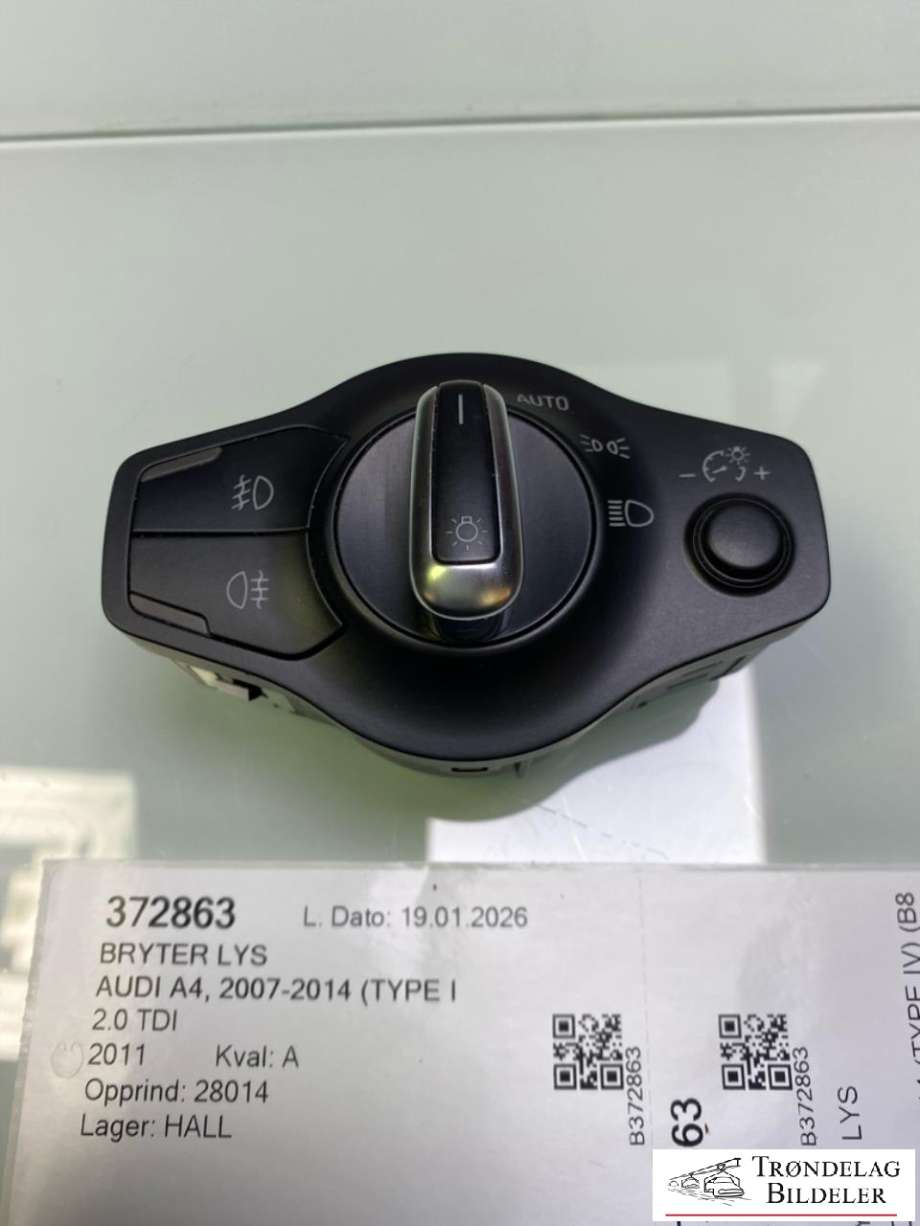 Bryter lys til Audi A4, 2007-2014 (Type IV) (B8) (B8) (8K0941531AS)
