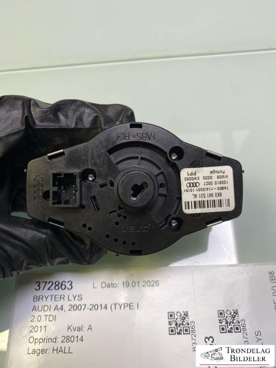 Bryter lys til Audi A4 2007-2014 (Type IV) (B8) (B8) (8K0941531AS|8K0941531AS WEP|8K0941531AL)