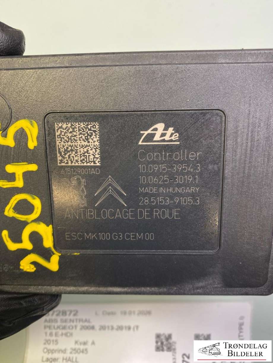 ABS sentral til Peugeot 2008 2013-2019 (Type I) (16 134 572 80|)