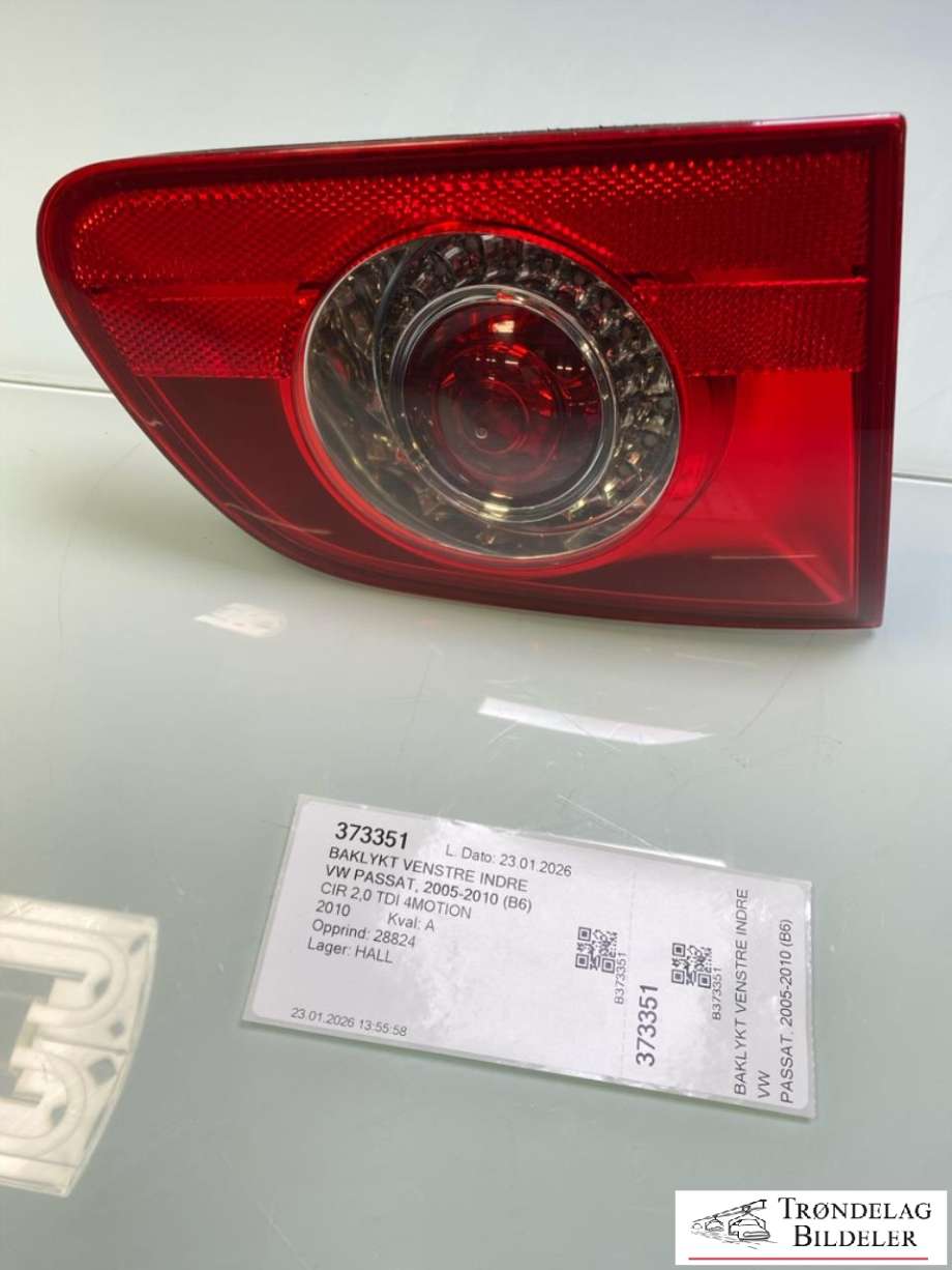 Baklykt venstre indre til VW Passat, 2005-2010 (B6) (B6) (3C9945093)