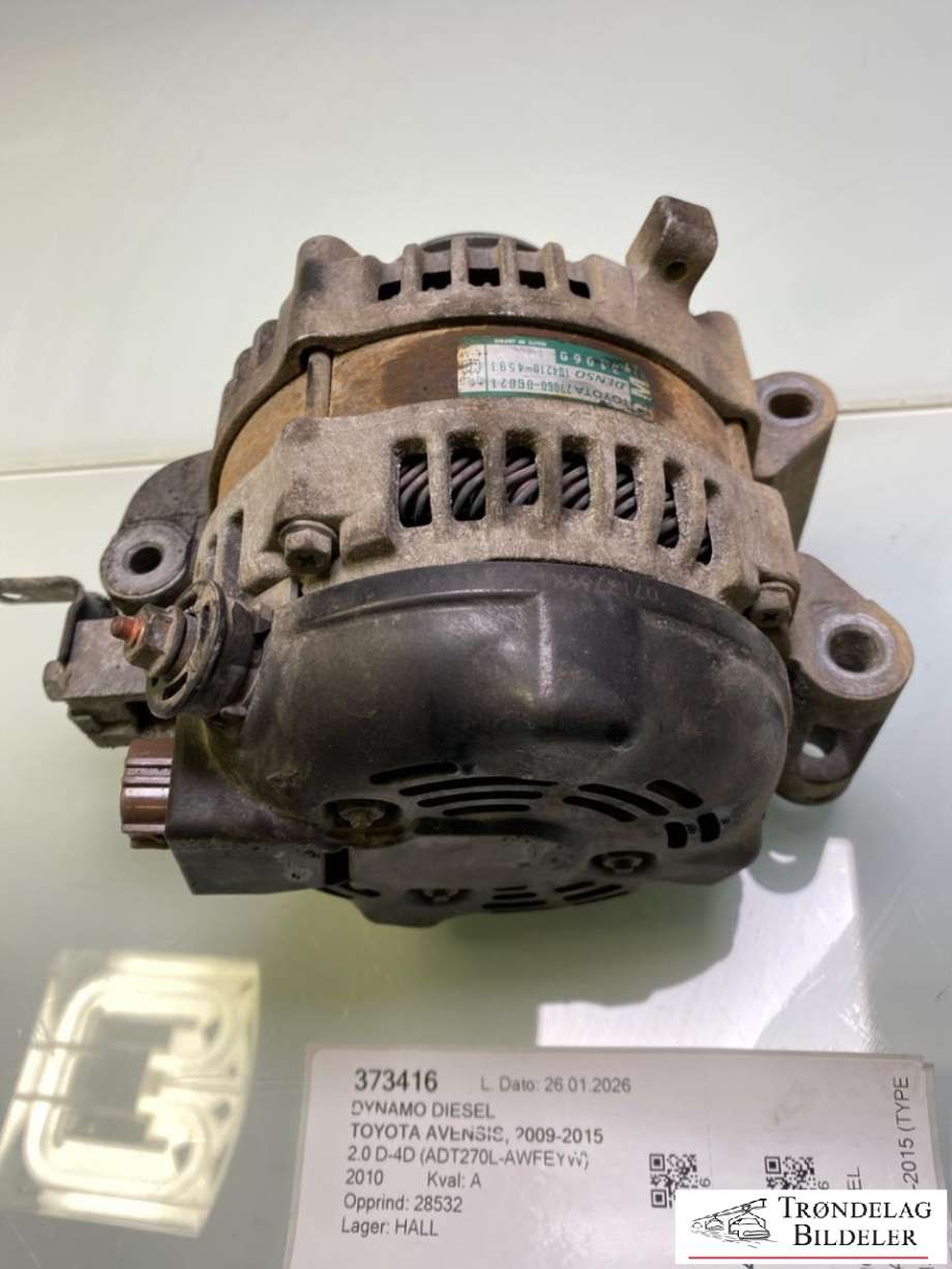 Dynamo diesel til Toyota Avensis 2009-2015 (Type III, Fase 1) (27060-26030|104210-4771|986082070|LRA03161|27060-0G021|27060-0R080|130A|195.568.130.050|27060-0R050)