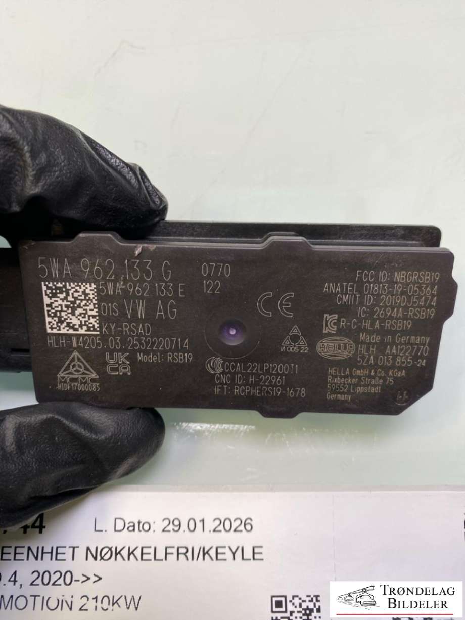 Styreenhet nøkkelfri/keyless til VW ID.4 2020-->>  (5WA962133G|)