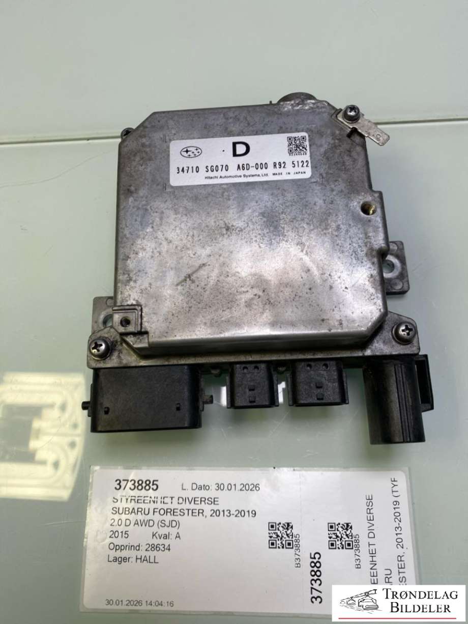 Styreenhet diverse til Subaru Forester, 2013-2019 (Type IV)  (34710SG079)