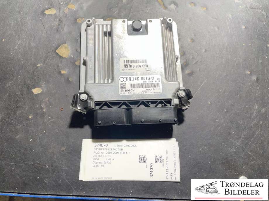 Styreenhet motor til Audi A4, 2004-2008 (Type III) (B7) (B7) (03G 906 016 KN)