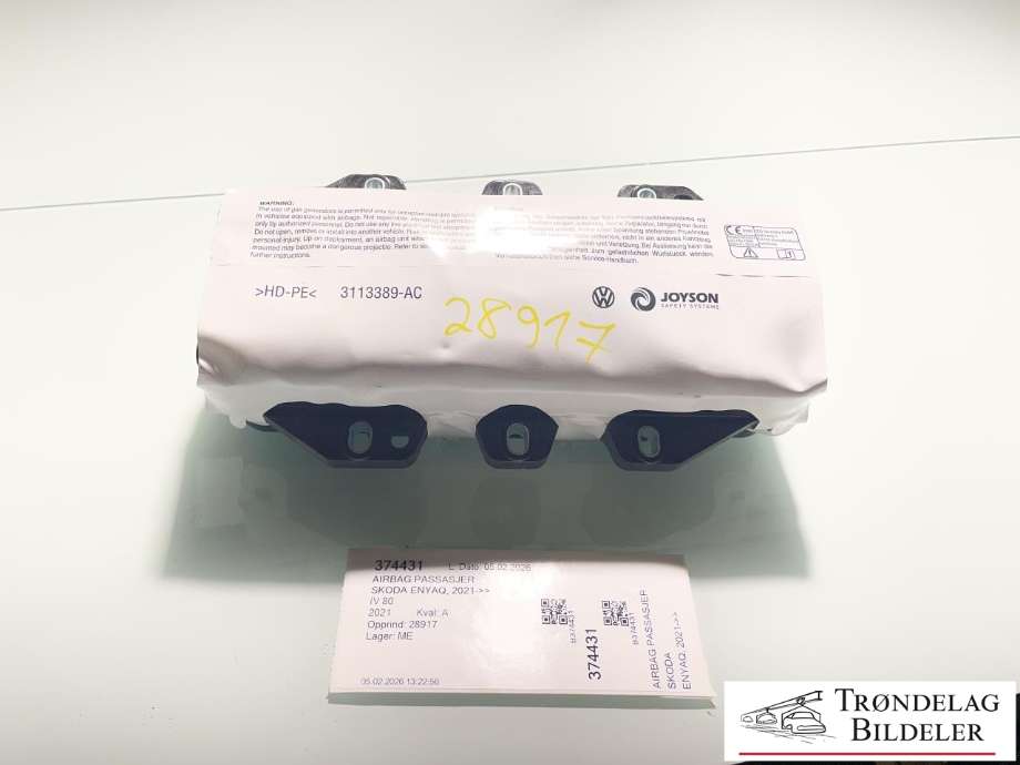 Airbag passasjer til Škoda Enyaq 2021-->> (5LA 880 204 D|5LA 880 204 F|)