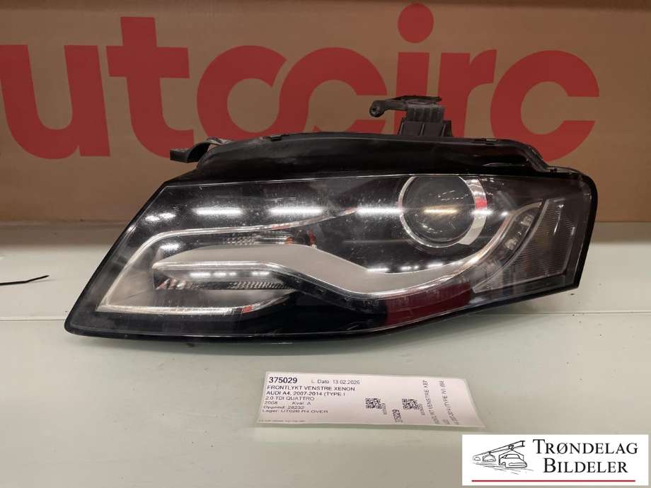 Frontlykt venstre xenon til Audi A4 2007-2014 (Type IV) (B8) (B8) (8K0941003C|8K0941029AJ|8K0907472A|8K0941597E|301240271)