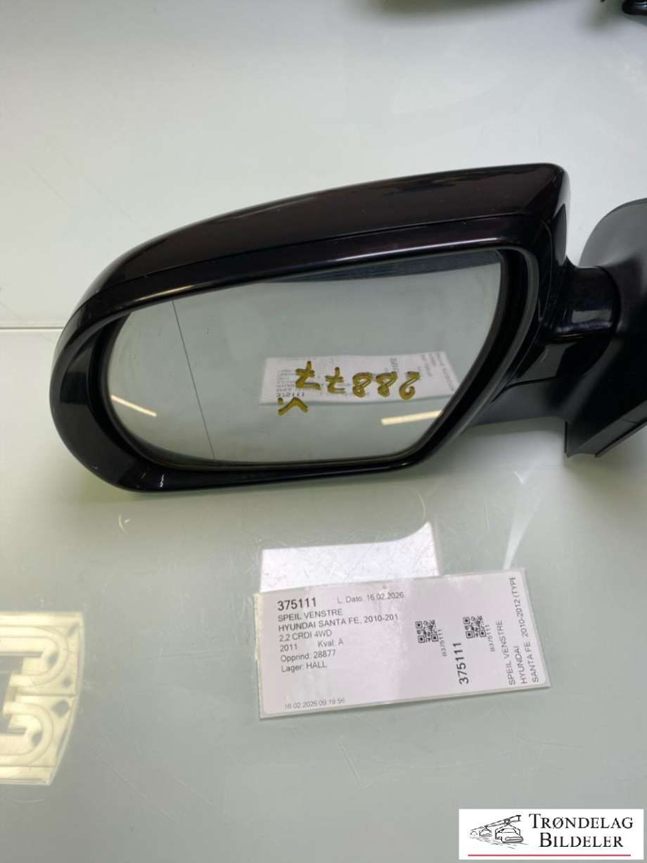 Speil venstre til Hyundai Santa Fe 2010-2012 (Type II, Fase 2)  (876102B680|)
