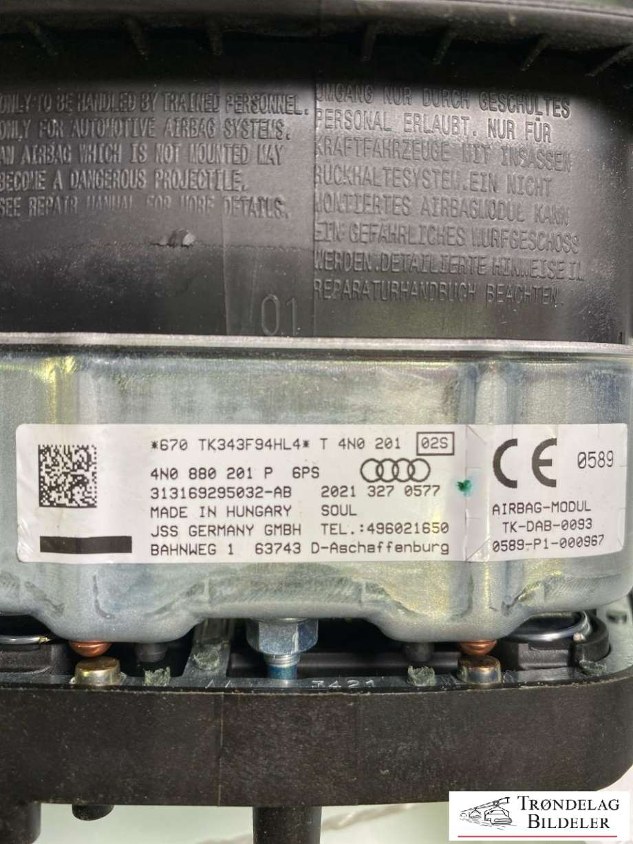 Airbag rattpute til Audi e-tron 2018-->>  (4N0 880 201 K|4N0 880 201 K  6PS|4N0 880 201 R  6PS)