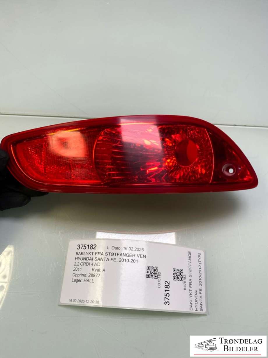 Baklykt fra støtfanger venstre til Hyundai Santa Fe 2010-2012 (Type II, Fase 2)  (924082B500|)