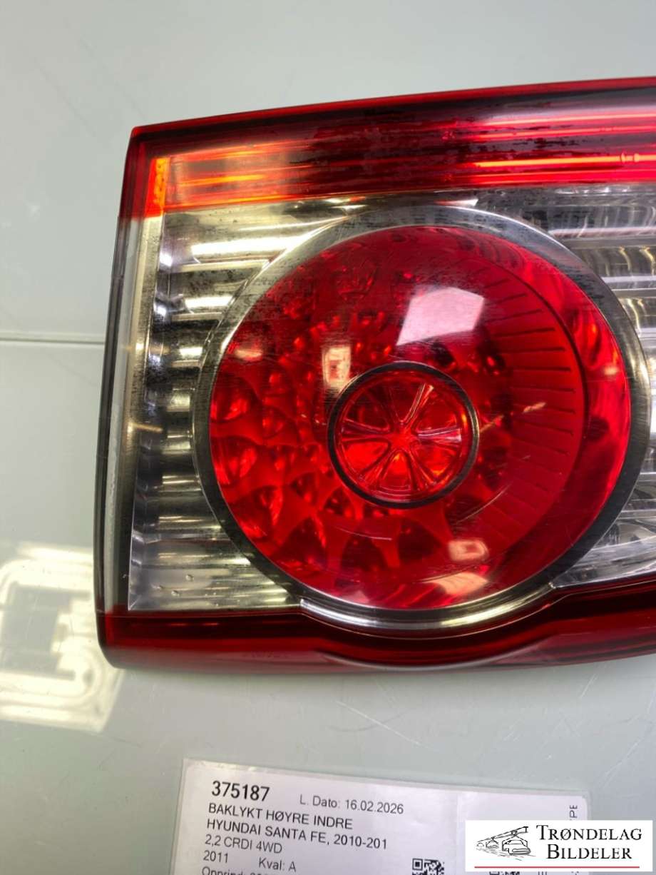 Baklykt høyre indre til Hyundai Santa Fe 2010-2012 (Type II, Fase 2)  (924062B520|)