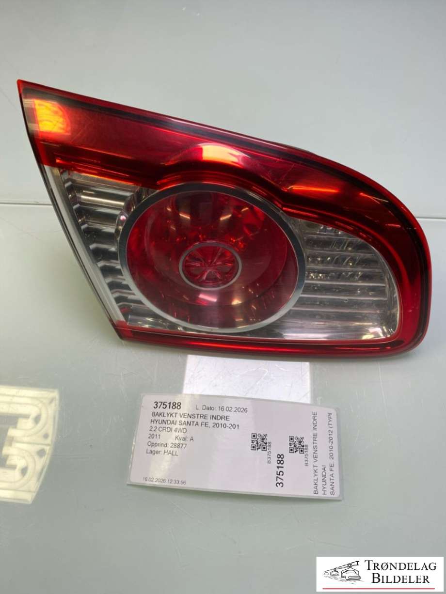 Baklykt venstre indre til Hyundai Santa Fe, 2010-2012 (Type II, Fase 2)  (924062B520)