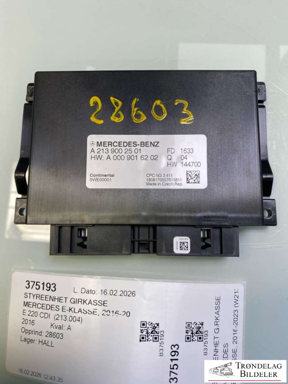 Styreenhet girkasse til Mercedes E-Klasse 2016-2023 (W213) (W213) (A2139002501|)