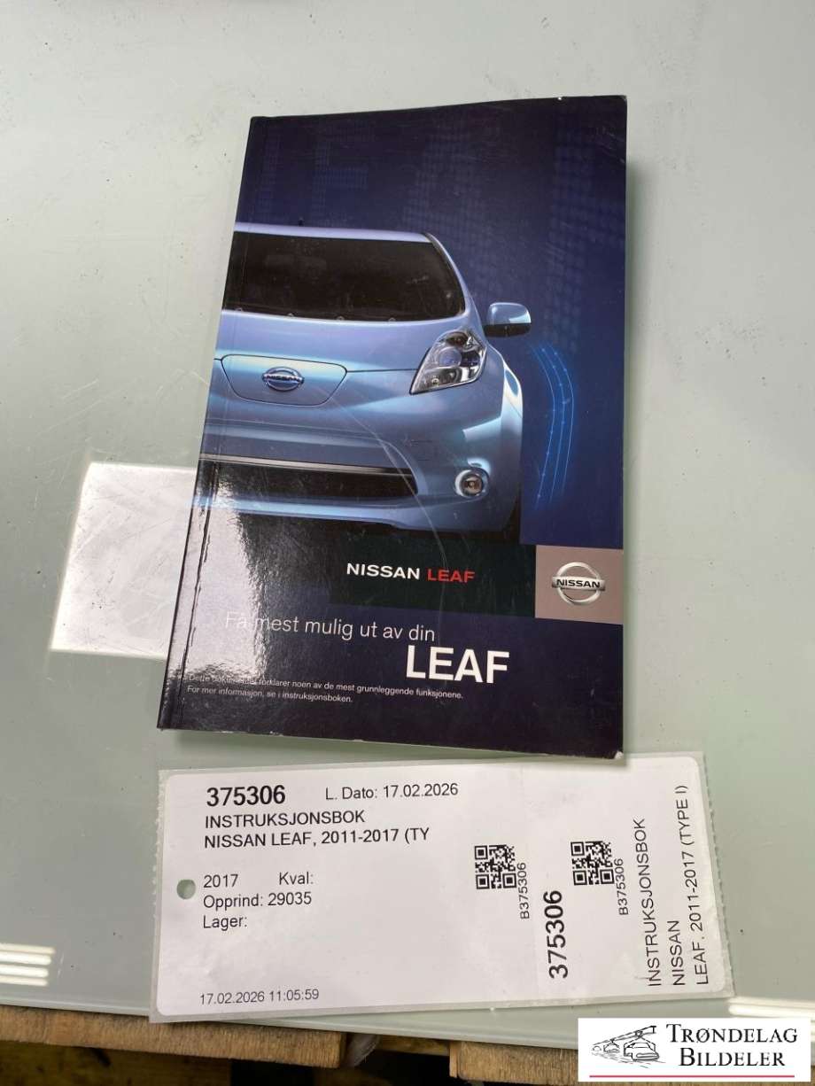 Instruksjonsbok til Nissan Leaf, 2011-2017 (Type I)  (QR15NOR-0ZE0E0E)