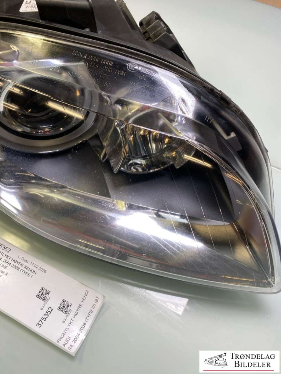 Frontlykt høyre xenon til Audi A4 2004-2008 (Type III) (B7) (B7) (8E0 941 030 BM|)