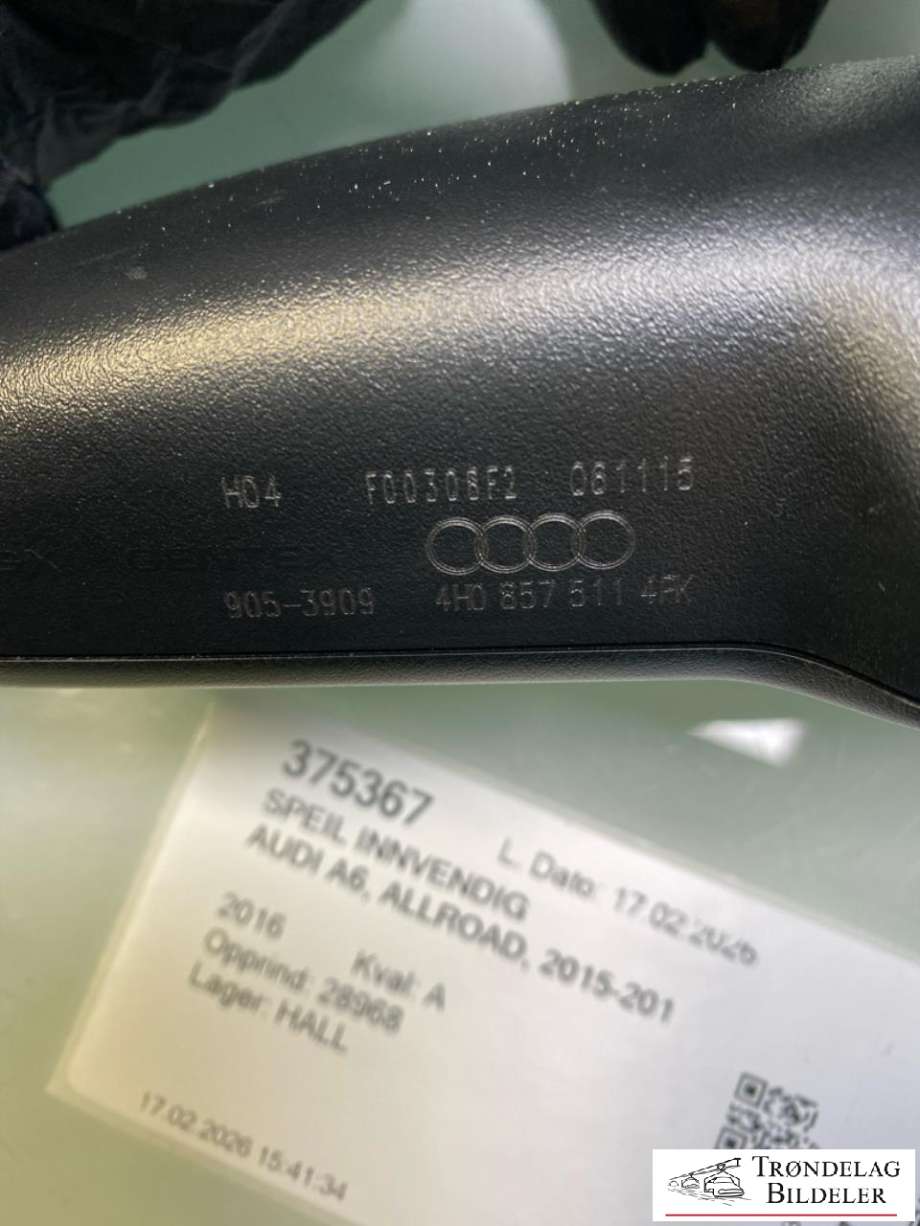 Speil innvendig til Audi A6, Allroad 2015-2019 (Type III, Fase 2) (C7) (C7) (4H08575114PK|)