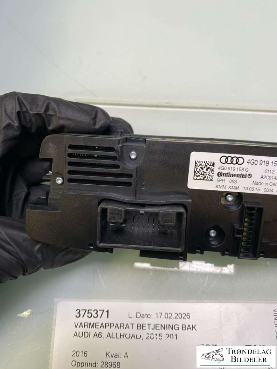 Varmeapparat betjening bak til Audi A6, Allroad 2015-2019 (Type III, Fase 2) (C7) (C7) (4G0919158Q|)