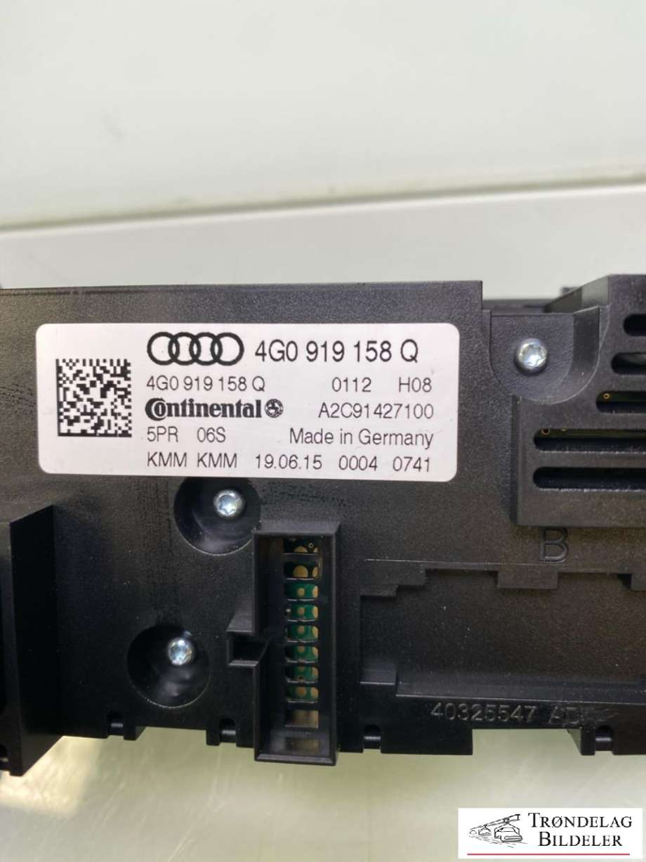 Varmeapparat betjening bak til Audi A6, Allroad 2015-2019 (Type III, Fase 2) (C7) (C7) (4G0919158Q|)