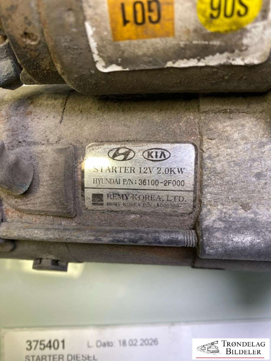 Starter diesel til Hyundai Santa Fe 2010-2012 (Type II, Fase 2)  (361002F000|)