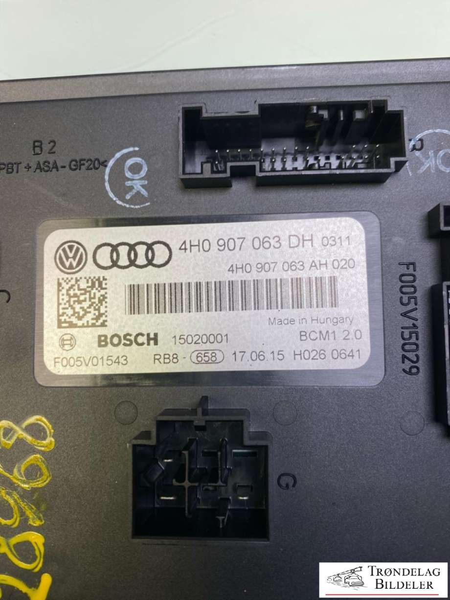 Styreenhet comfort (BCM) til Audi A6, Allroad 2015-2019 (Type III, Fase 2) (C7) (C7) (4H0907063DH|)