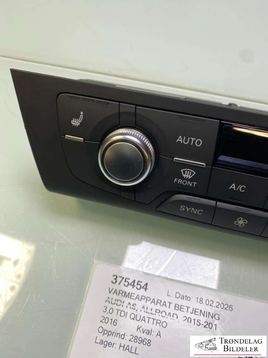 Varmeapparat betjening til Audi A6, Allroad 2015-2019 (Type III, Fase 2) (C7) (C7) (4G0820043CD|)