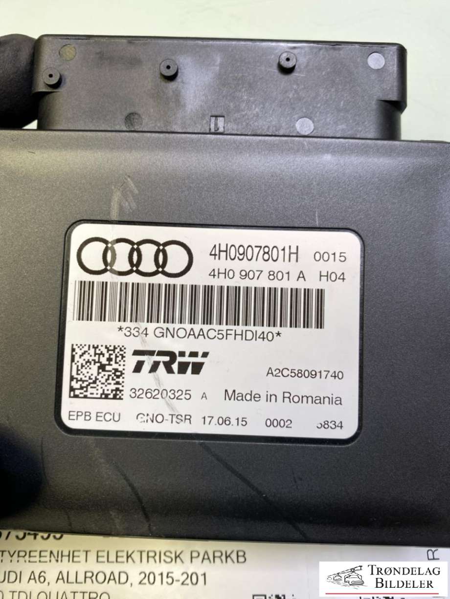 Styreenhet elektrisk parkbrems (EPB - Electric Parking Brake) til Audi A6, Allroad 2015-2019 (Type III, Fase 2) (C7) (C7) (4H0907801H|)