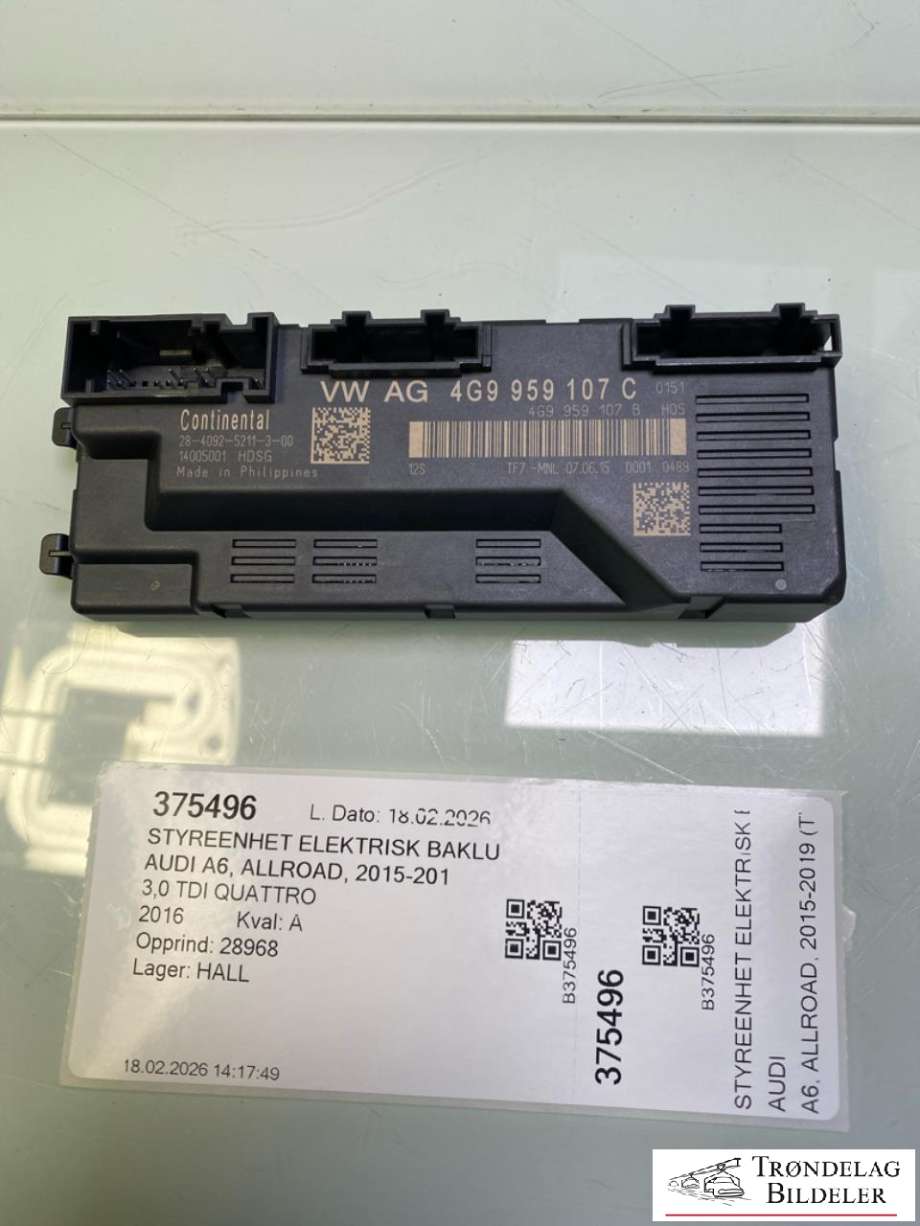 Styreenhet elektrisk bakluke til Audi A6, Allroad, 2015-2019 (Type III, Fase 2) (C7) (C7) (4G9959107C)