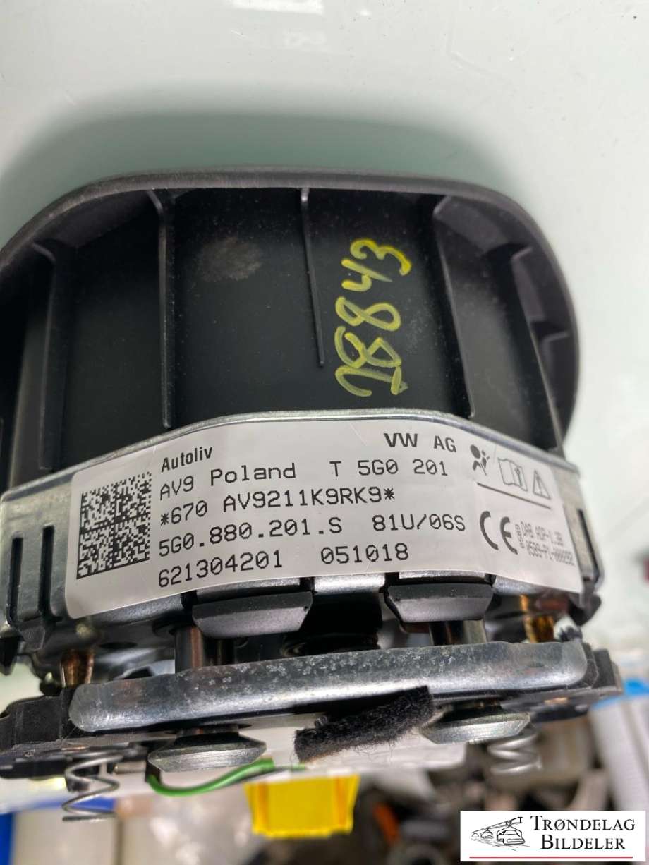 Airbag rattpute til VW e-Golf 2017-2020 (Fase 2)  (5G0 880 201 S|5G0880201S|)