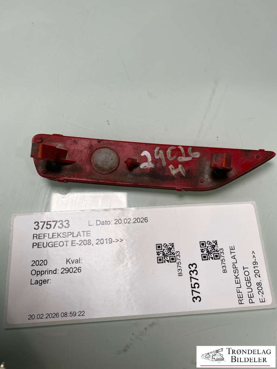 Refleksplate til Peugeot e-208 2019-->>  (98 273 980 80|)