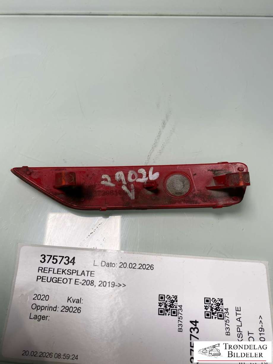 Refleksplate til Peugeot e-208 2019-->>  (98 273 981 80|)