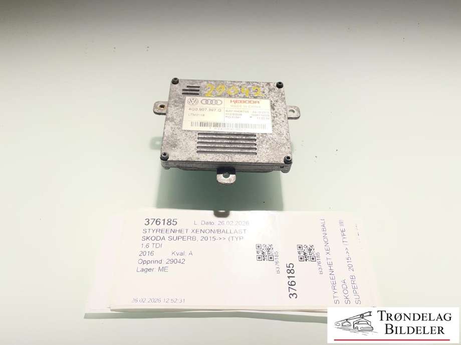 Styreenhet xenon/ballast til Škoda Superb, 2015-->> (Type III)  (4G0 907 397 Q)