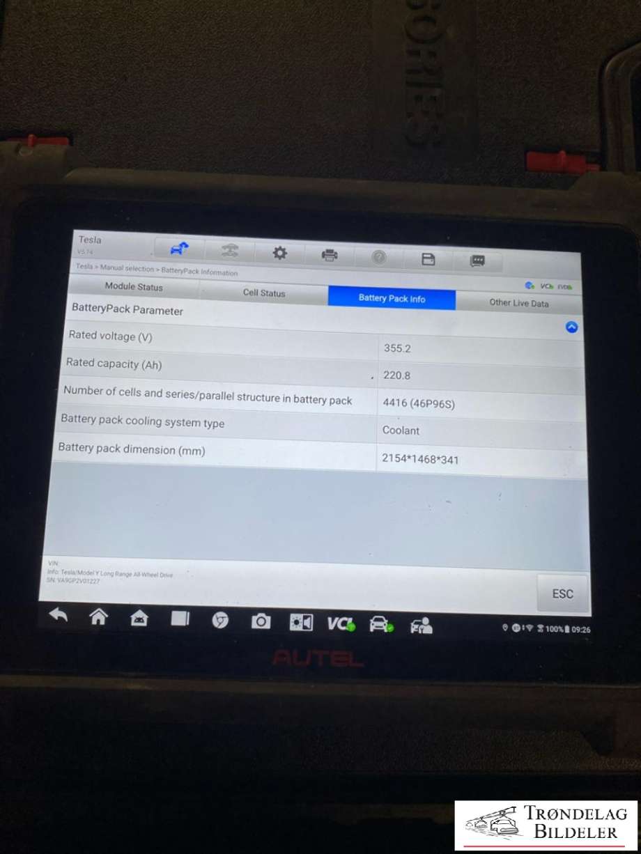 Batteripakke elbil til Tesla Model Y 2024-->> (Type II)  (1530012-98-B|)