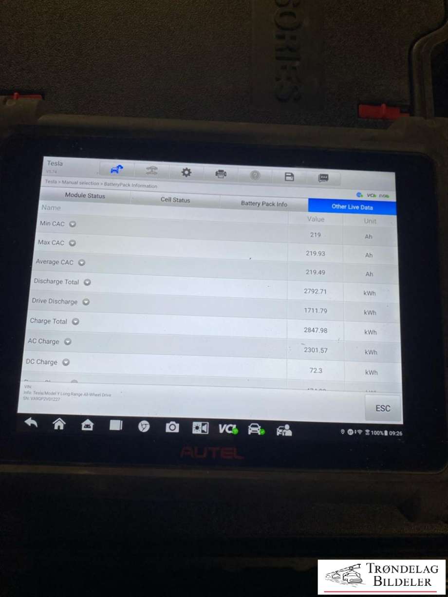 Batteripakke elbil til Tesla Model Y 2024-->> (Type II)  (1530012-98-B|)