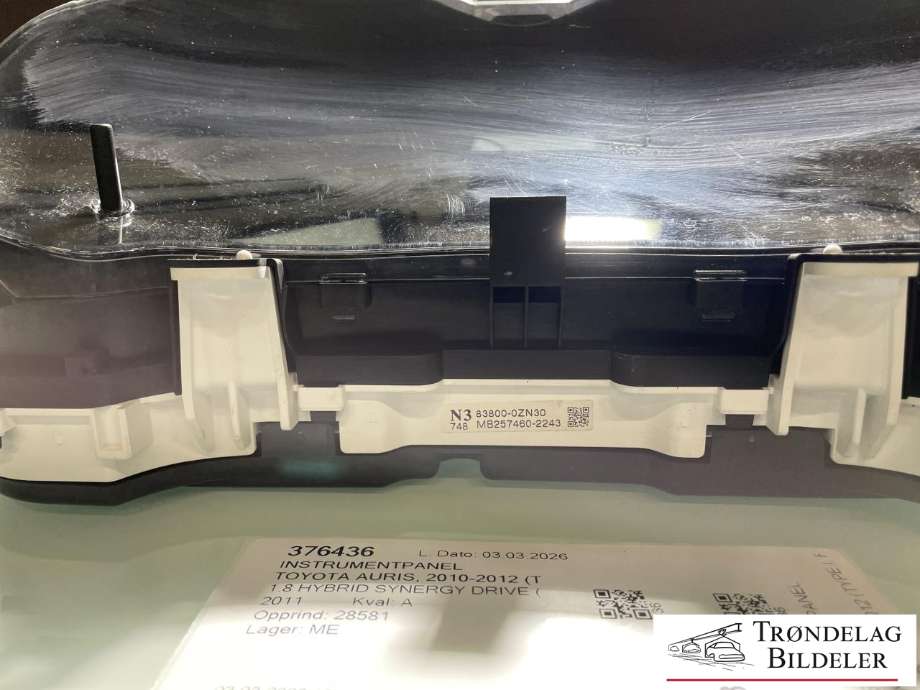 Instrumentpanel til Toyota Auris 2010-2012 (Type I, Fase 2) (838000ZN30|838000ZN31|)