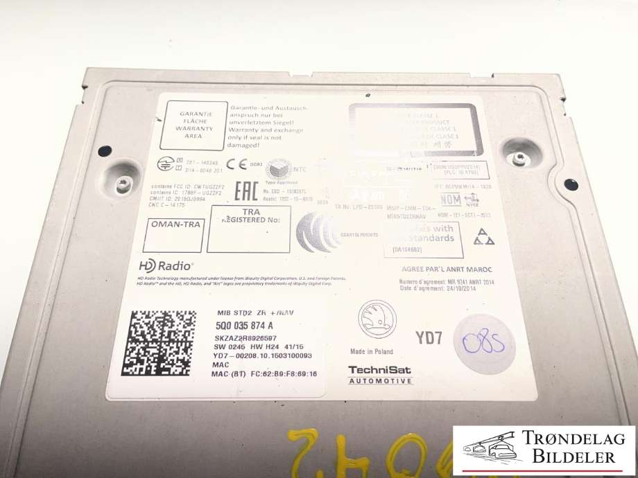 Bilstereo navigasjon til Škoda Superb 2015-->> (Type III)  (5Q0 035 874 A|)