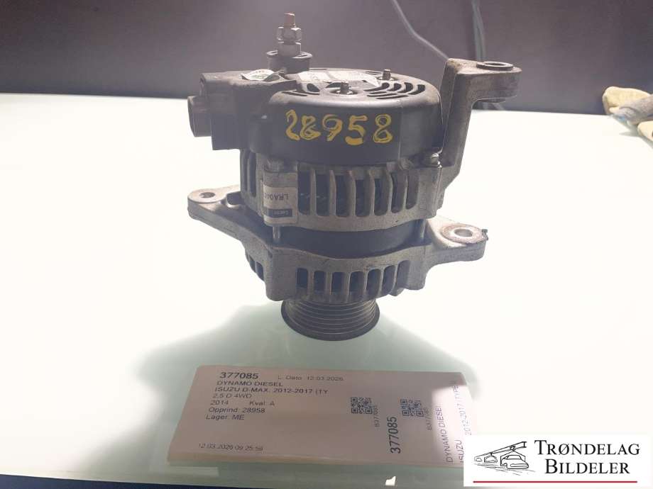 Dynamo diesel til Isuzu D-Max, 2012-2017 (Type II, Fase 1)  (8982290711)