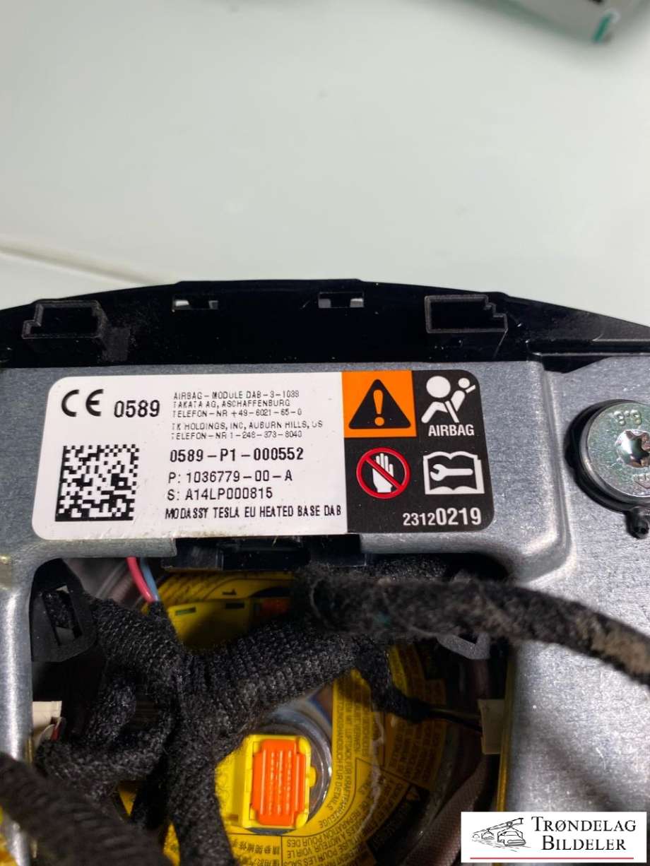Airbag rattpute til Tesla Model S 2013-2016 (Fase 1) (1036779-00-A|)