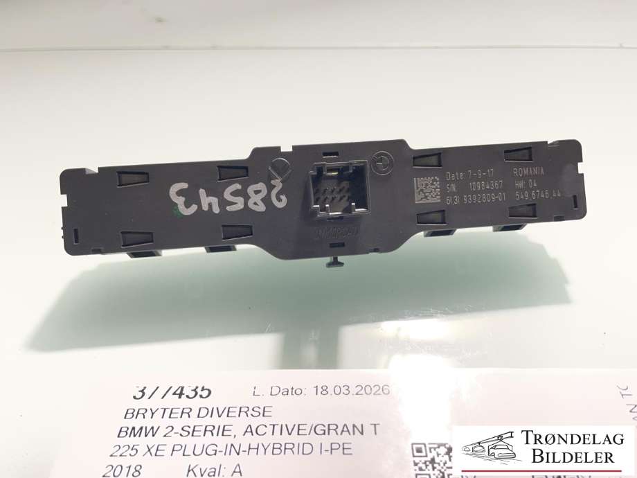 Bryter diverse til BMW 2-Serie, Active/Gran Tourer 2014-->> (F45/F46) (F45/F46) (61 31 939 2809 01|)