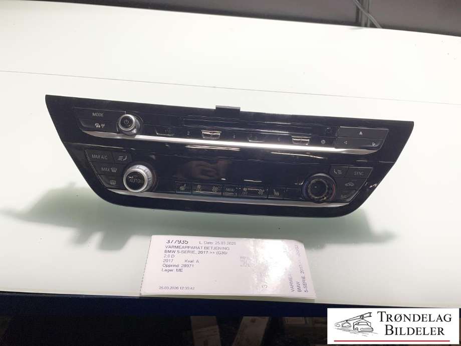 Varmeapparat betjening til BMW 5-Serie, 2017-->> (G30/G31) (G30/G31) 