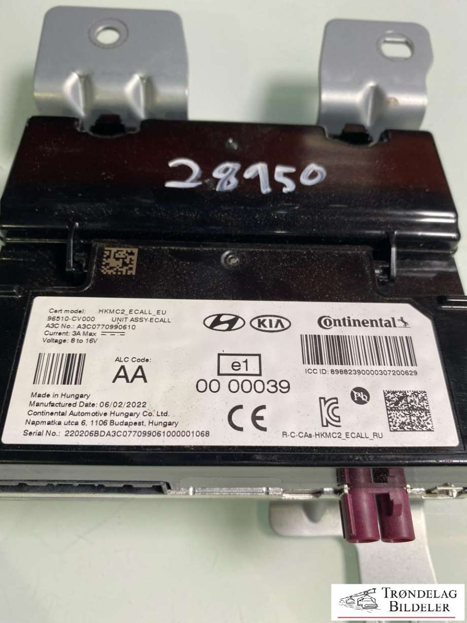 Styreenhet diverse til Kia EV6 2021-->>  (96510CV000|EMERGENCY CALL CONTROL UNIT|)
