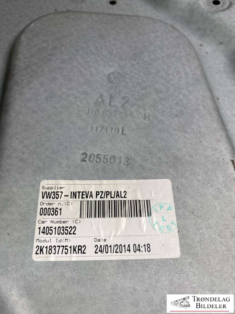 Ruteheis venstre foran til VW Caddy 2010-2015 (Type III, Fase 2)  (2K2837729M|1t0 837 755 m|)