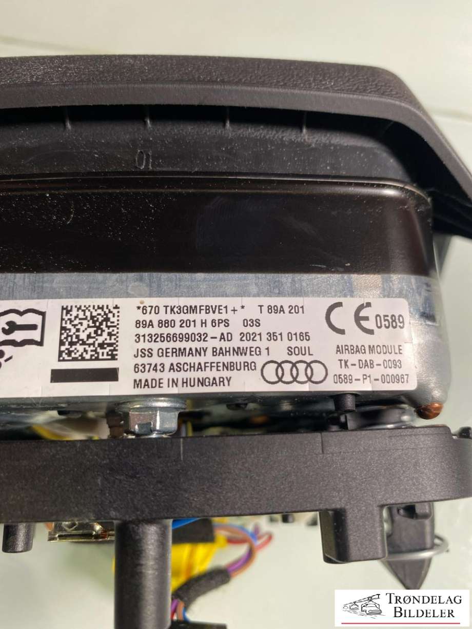 Airbag rattpute til Audi Q4 e-tron 2021-->> (89A 880 201 H 6PS|89A 880 201 K 6PS|89A 880 201 K)