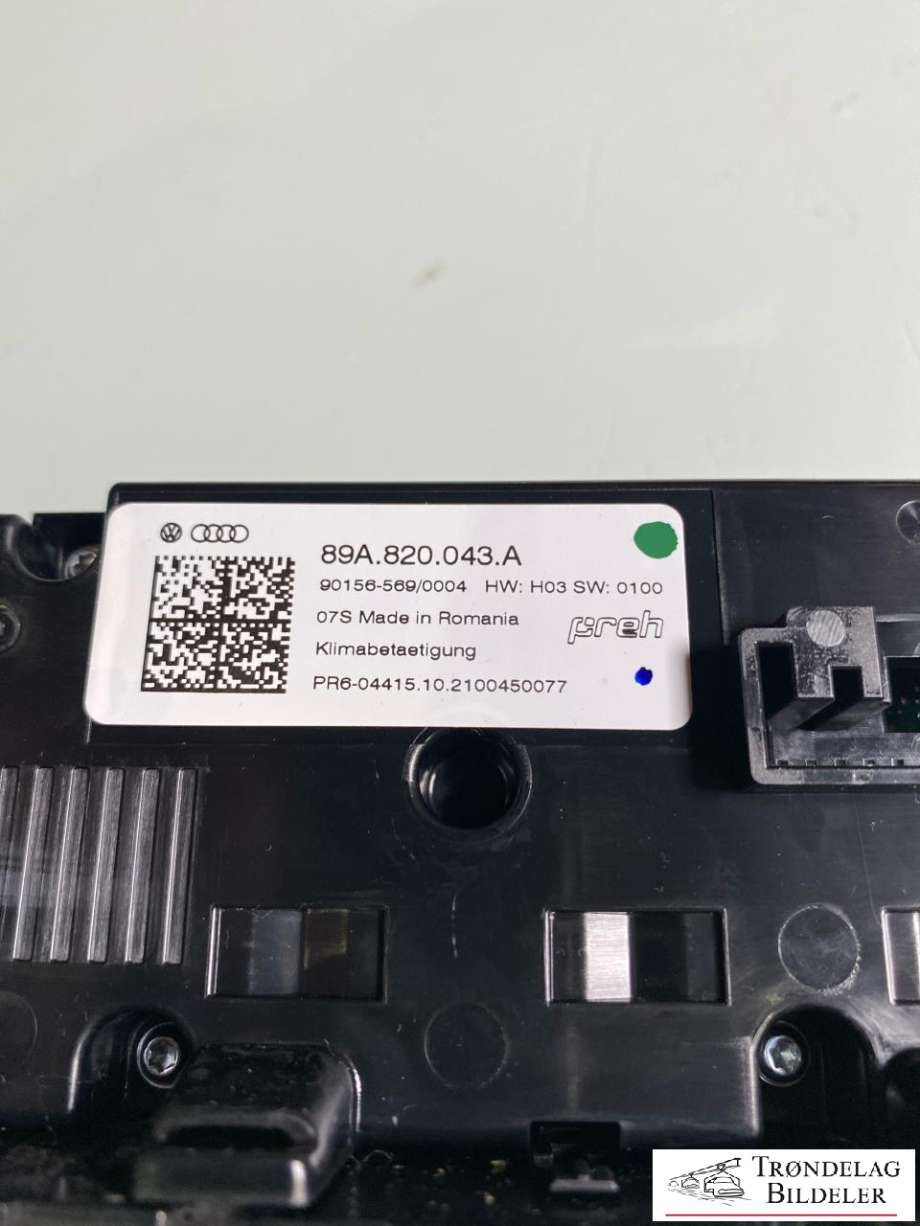 Varmeapparat betjening til Audi Q4 e-tron 2021-->> (89A 820 043 A|89A 820 043 F|)